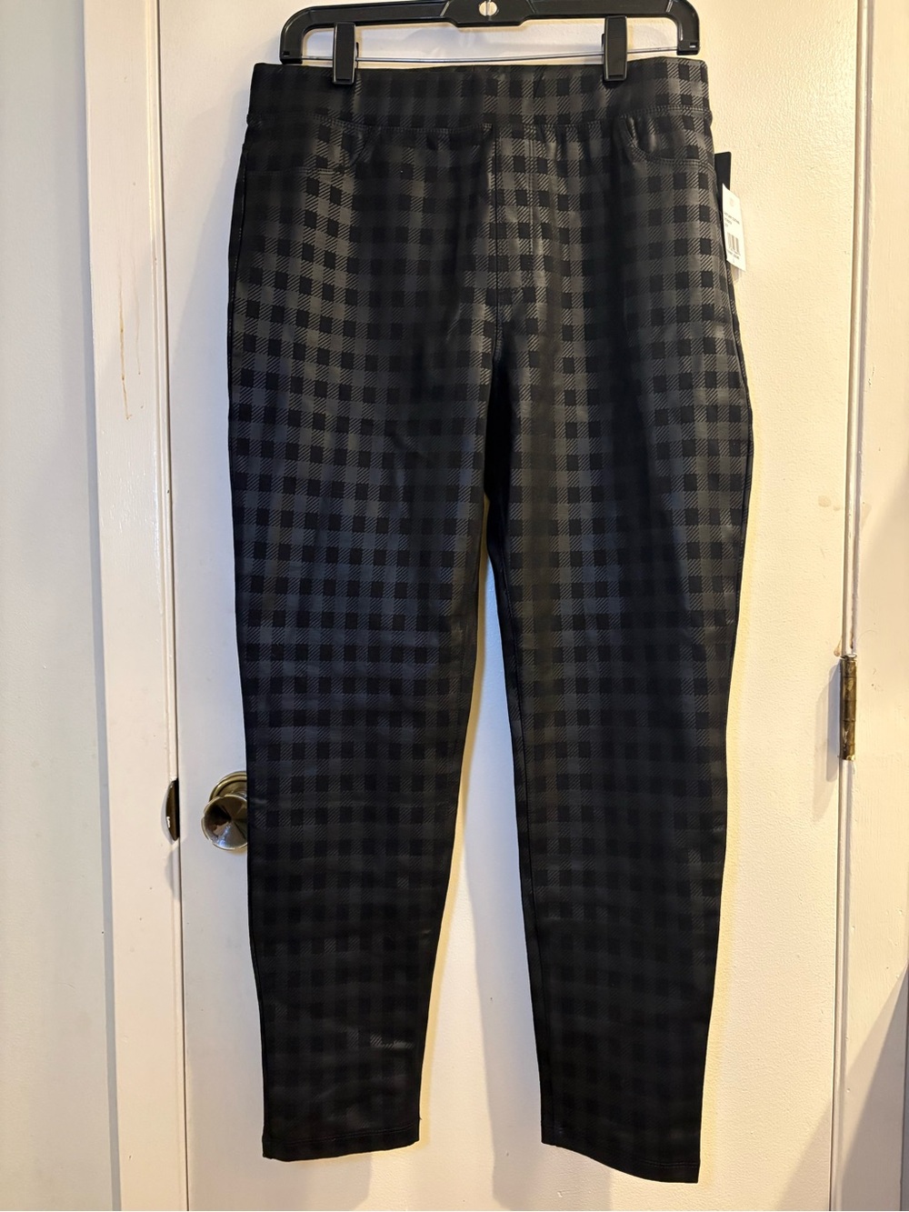 Sanctuary Runway Leggings Black Grey Buffalo Plaid Check Skinny Pants Womens L